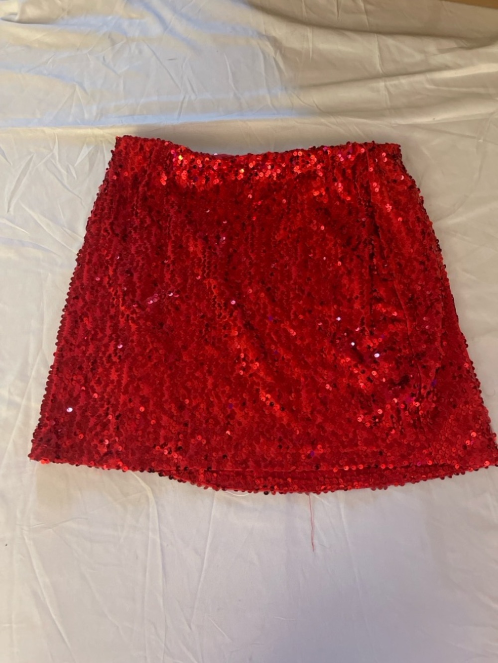 Love On A Hanger Red Sequin Mini Skirt Women’s Large Stretch Party Club Holiday - Picture 8 of 9